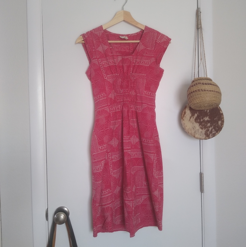 EUC Mata Traders Artsy Traveler Dress-Red Kerchief Pattern